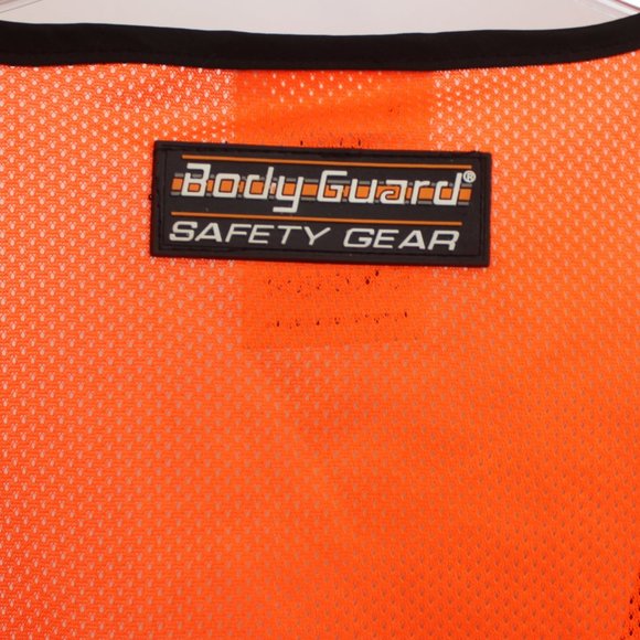 Body Guard Safety Gear OS Orange Mesh Gray Reflective Striped Vest - Picture 6 of 13
